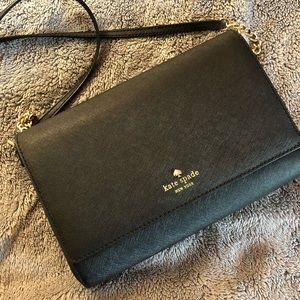 Kate Spade black structured crossbody purse